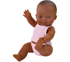 Baby pop meisje donker, 34cm in ondergoed